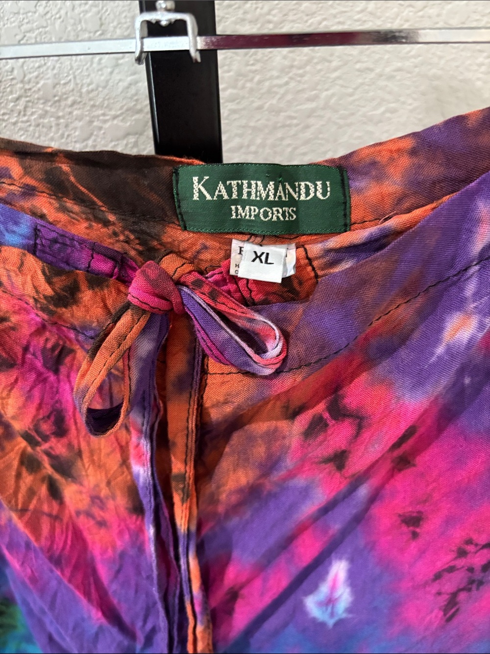 Kathmandu wrap Tie-Dye Wide Leg Pants in Purple, Blue, Pink - Picture 3 of 4